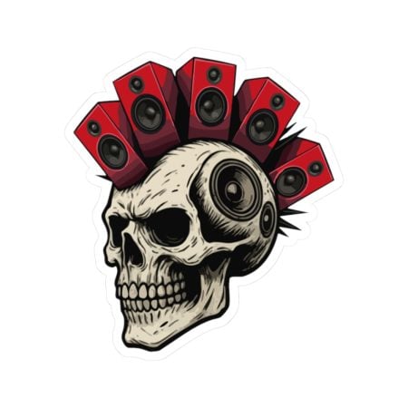 Skull Speaker Mohawk Sticker — Rock Music Kiss-Cut Sticker