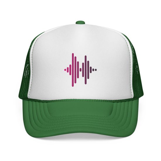 Soundwave Trucker Cap — Pink Gradient Audio Logo Mesh Hat