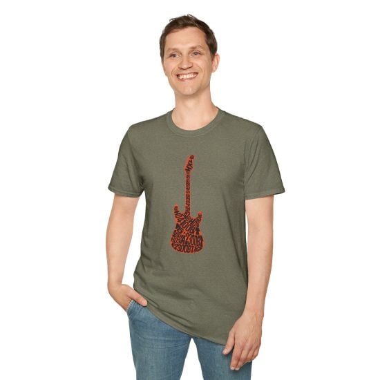 Electric Guitar Graphic T-Shirt — Red Psychedelic Music Tee